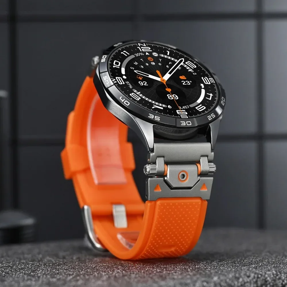 22mm Metal Connector Silicone Band for Huawei Watch GT5/4 46mm Men Sports Strap for HUAWEI WATCH GT5/3pro 46MM Ultimate Bracelet
