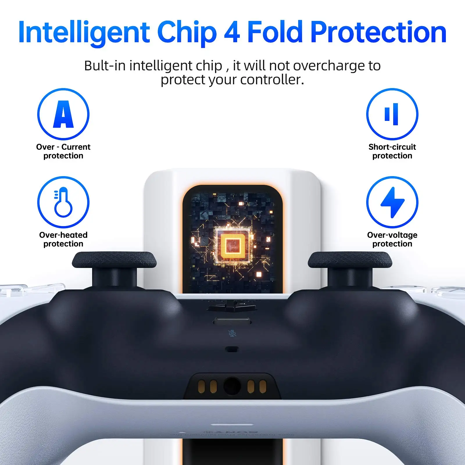 for PS5 Controller Charger Fast Charging AC Adapter Dualsense Anti-Slip Fast Charging Station Dock for Dual PS5 Controller