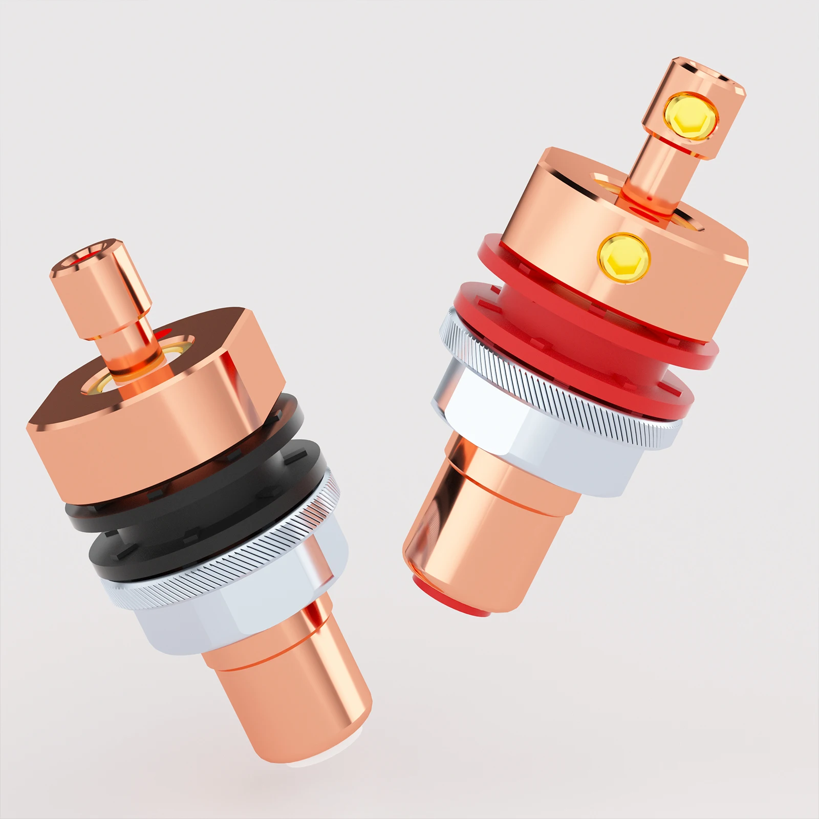 Monosaudio C406 99.998% النحاس النقي RCA مآخذ محطة الهيكل النحاس النقي الروديوم/مقبس أنثى مطلي بالذهب