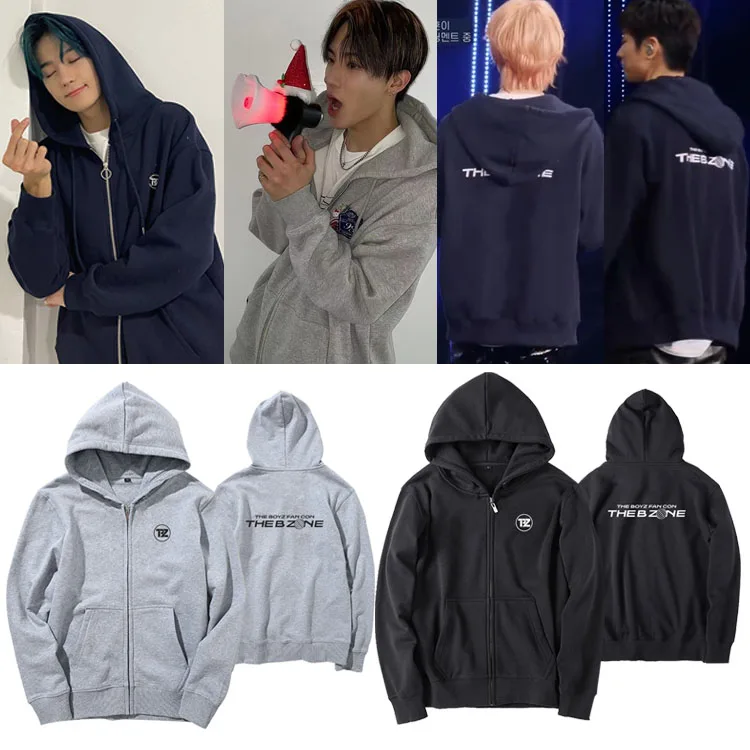 

Толстовка The Boyz Concert Fan Con the Bzone с капюшоном, на флисовой подкладке, осенне-зимняя, повседневная, свободного кроя, с принтом