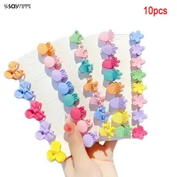 10pcs/set Plastic Mini Hair Claws Clips Crab Baby Gilrs Cute Clips Hairpin Barrettes Children Candy Color Headwear Accessories