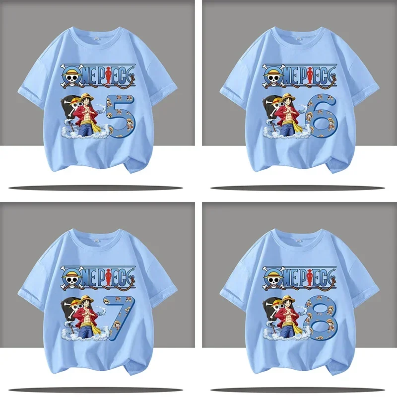 

casual shirt for boys, sports shirt 3-12 years old One Piece children's short-sleeved summer T-shirt with digital cartoon print