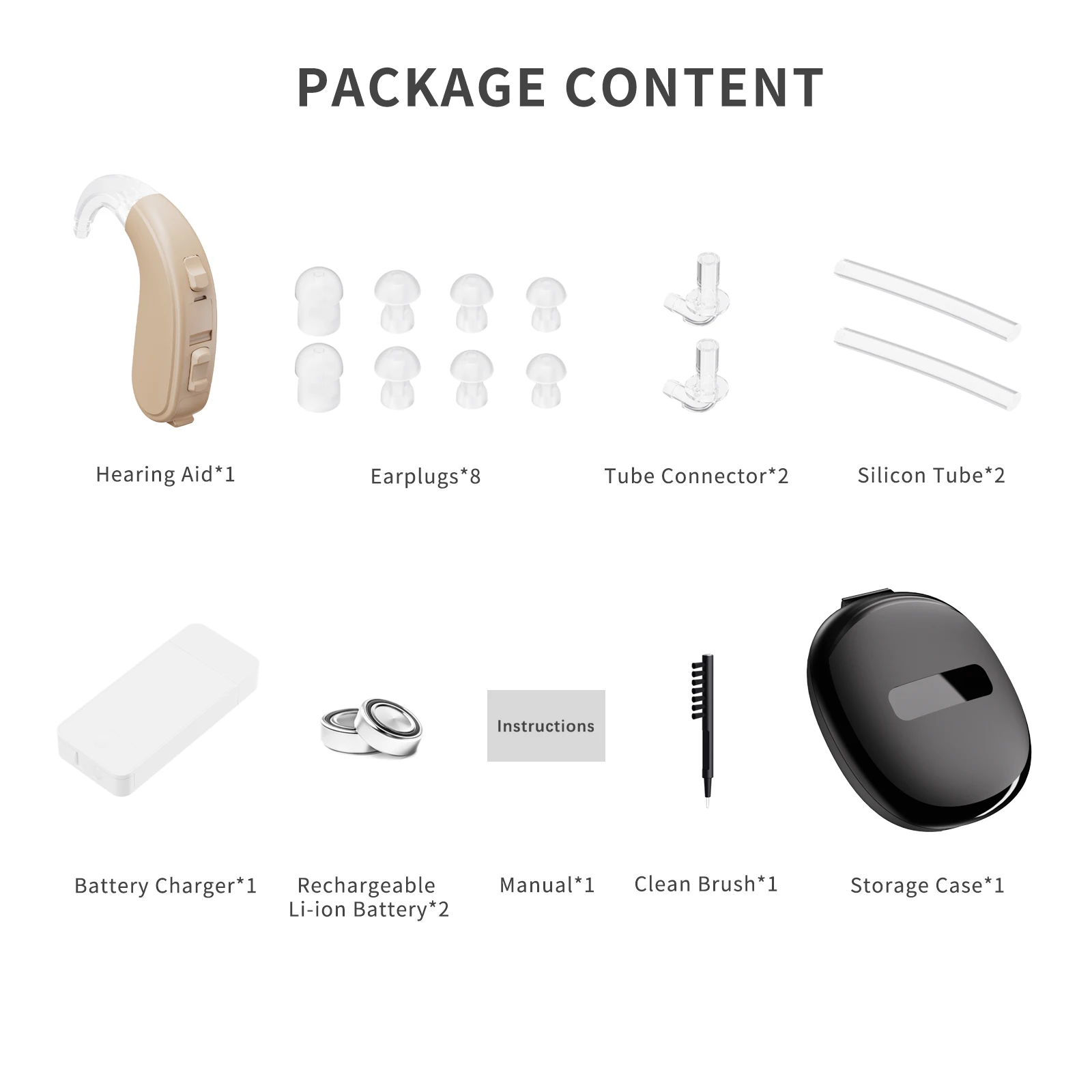 JINGHAO Hearing Aid For Severe Loss Digital 65/132 dB BTE Rechargable Battery