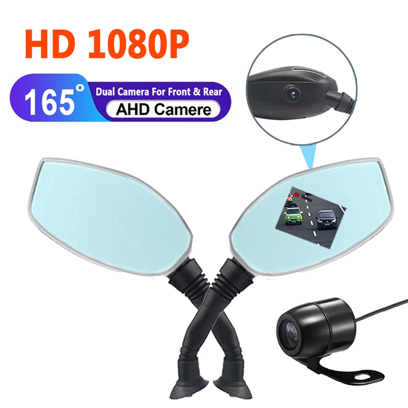 

1080P Motorcycle DVR Dash Cam Dual Lens Front & Rear View Mirror Camera 165 Degree Wide Angel Digital Video Recorder Waterproof