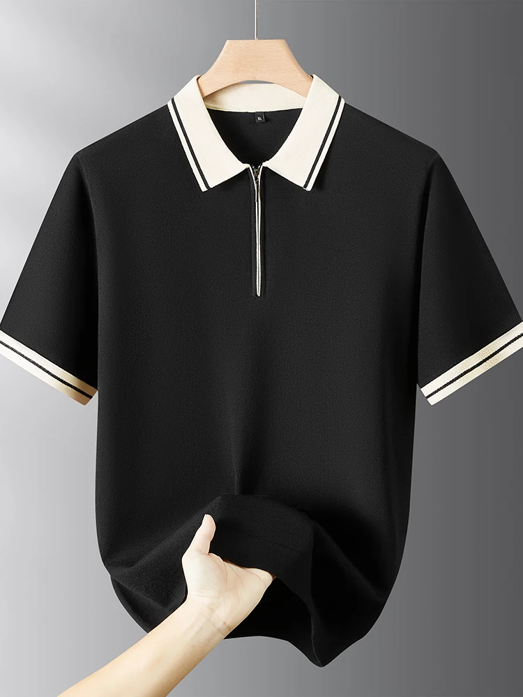 

Мужской вязаный свитер больших размеров на осень-зиму, свободного кроя, модный, с отложным воротником на молнии, удобный, мягкий, из полиэстера