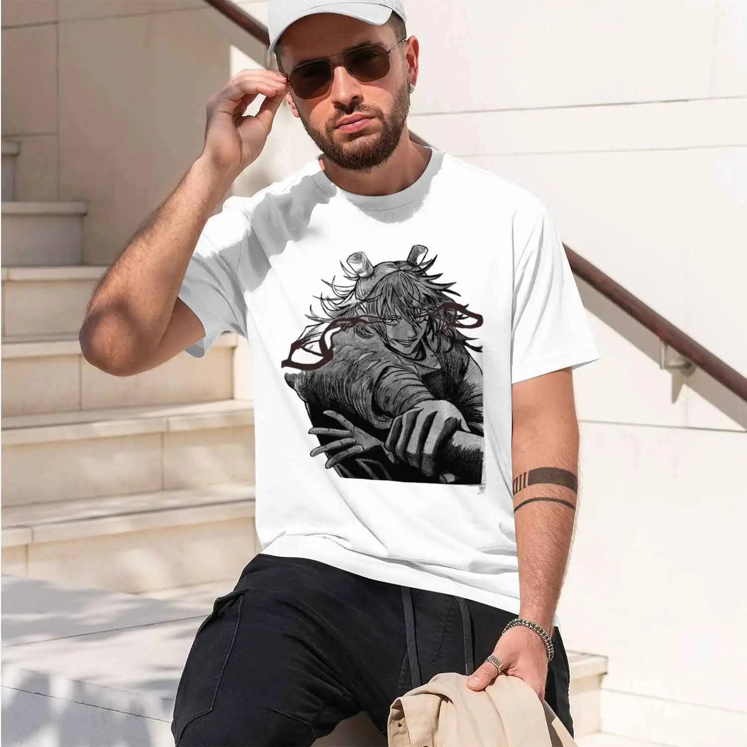 Hot Anime  Tshirt Kashimo Hajime Printed T-shirt Men's Clothing Y2k Washed T Shirt Short Sleeve Tees Tops 2026 New Model