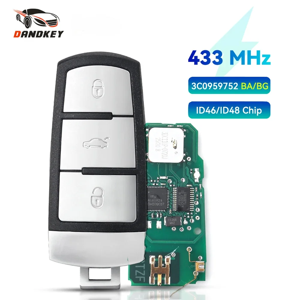 

Dandkey KeylessGo 3C0 959 752 BG Smart Remote Car Key 433MHz ID46-7936 for VW Volkswagen Passat CC 2005-2014 3C0959752BG