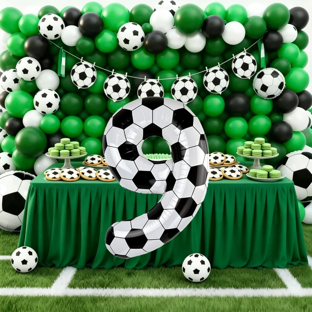 Schwarz-weißer Fußball-Digitalballon 0-9, 40 Zoll großer Digitalballon, Sportthemen-Geschenk, Dekoration für Geburtstagsfeiern und Jubiläen – Detail 2