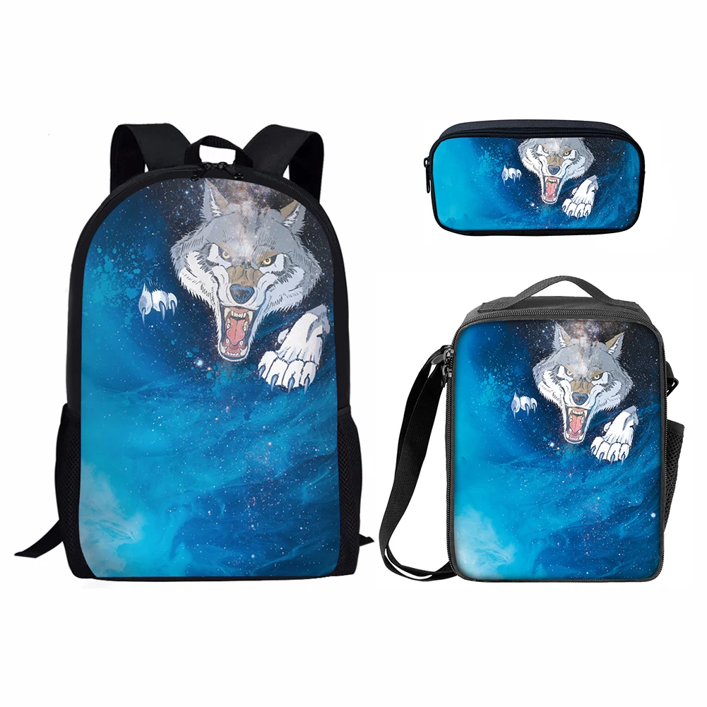 Trendy Popular New Starry Sky Animal 3D Print 3pcs/Set Student School Bags Laptop Daypack Backpack Lunch bag Pencil Case