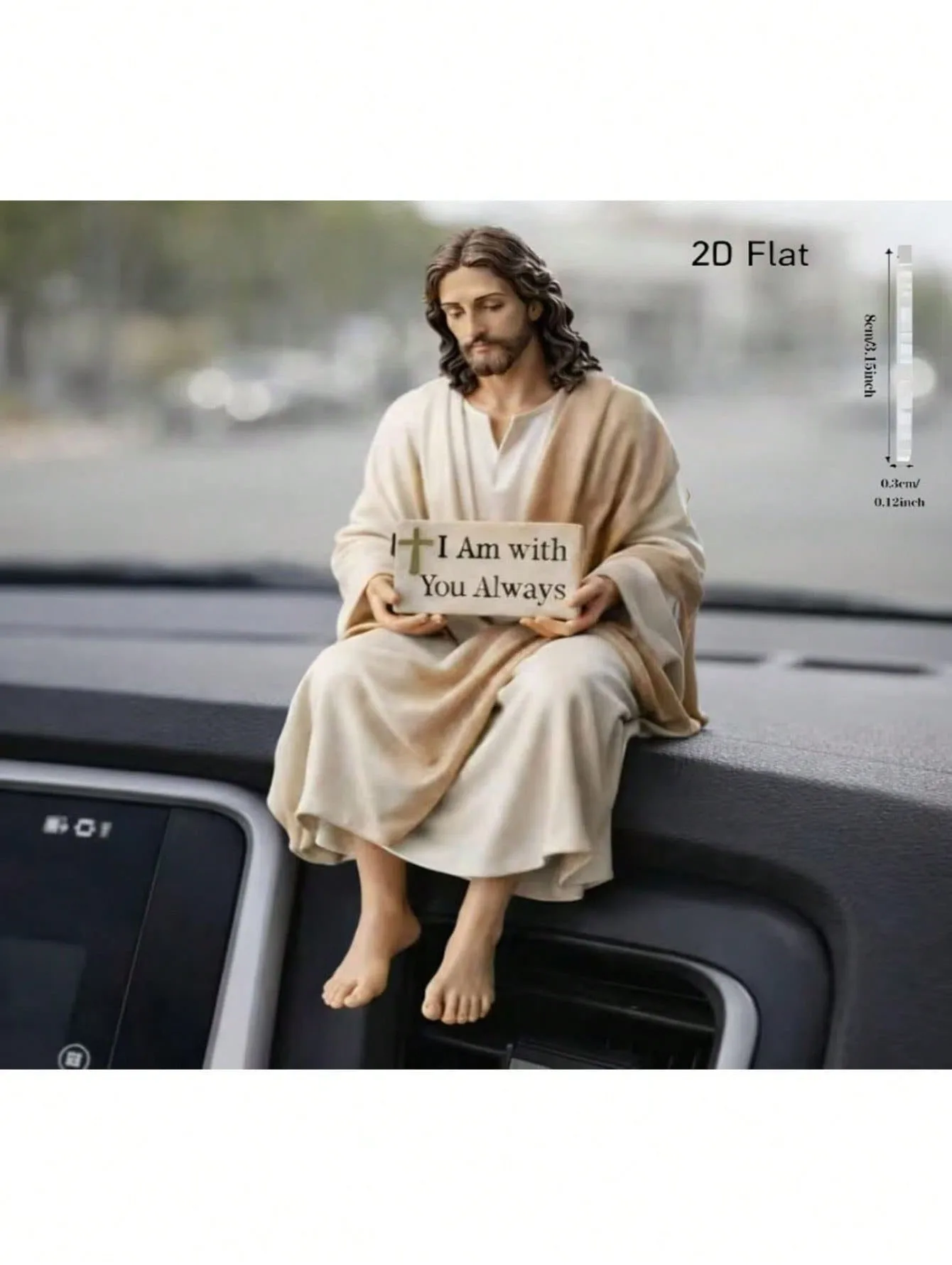 3.1×1.5in acrylic Christ pendant, religious engraved design. Ideal for car mirror, dashboard, bag decor and Christian gifts.