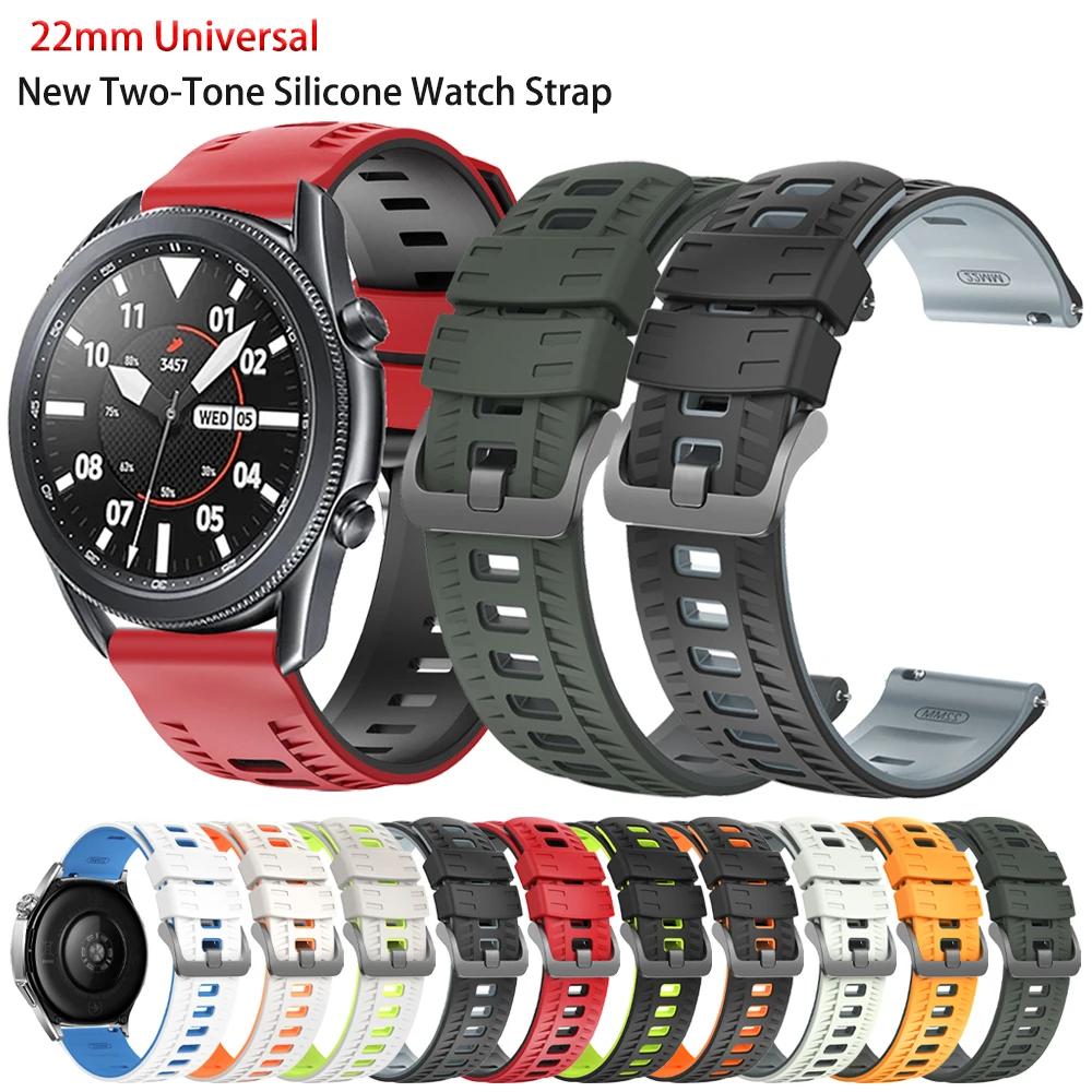22mm Silicone Watch Strap Compatible for Samsung 46mm/Galaxy Watch3 45mm/Gear S3 Frontier, Sports Watch Band for Huawei GT 6 Pro