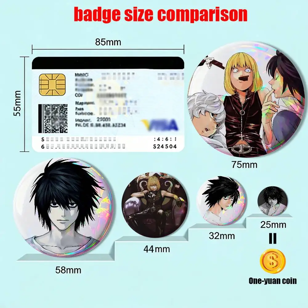 Impulse Mello Death Note insane L Lawliet Laser reflective round badges pins bag clothing decorations collectibles gifts