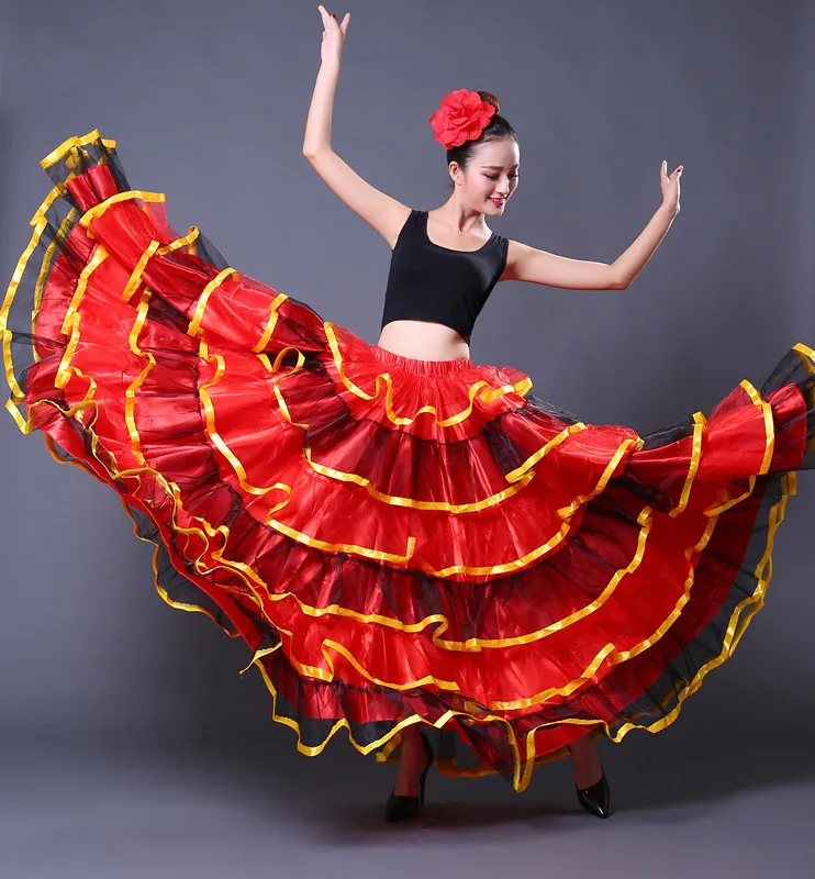 1pcs/lot woman fashion belly dancing long spanish skirt lady flamenco skirt