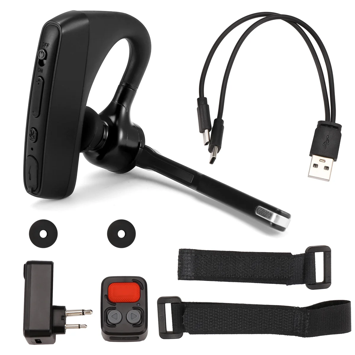 Auricolare Bluetooth Walkie Talkie con adattatore spina M Telecomando PTT wireless per ristorante Hotel ST