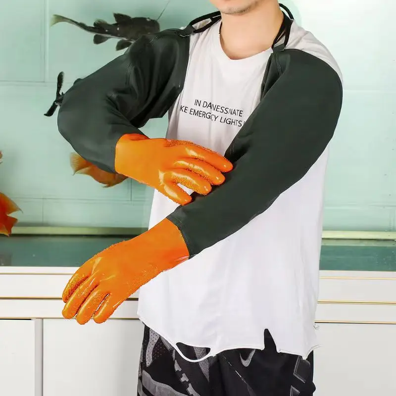 Extra long gloves 75cm tie rope thick waterproof wear-resistant anti-slip aquatic sting gloves