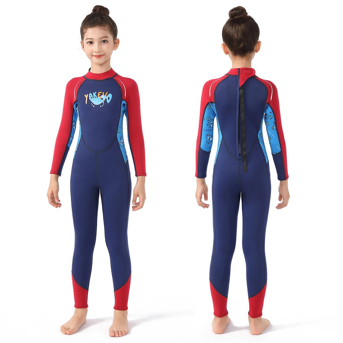 

STLF YAKEVO 3mm Neoprene One-Piece Back Zip Children Diving Suit Kids Wetsuit for Surfing Canyoning