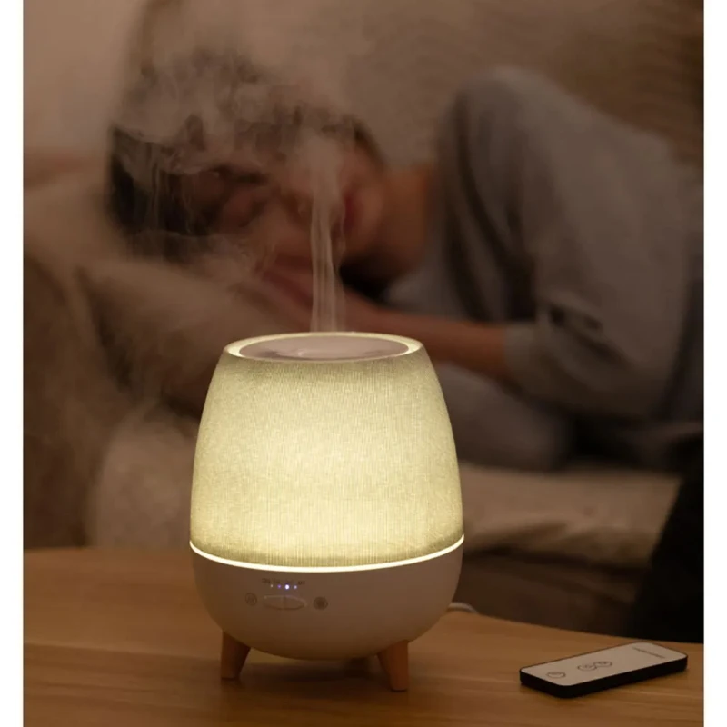 Umidificador de ar elétrico para aromaterapia, purificador de 300ml, difusor de óleo essencial, controle remoto, spray ultrassônico com noite