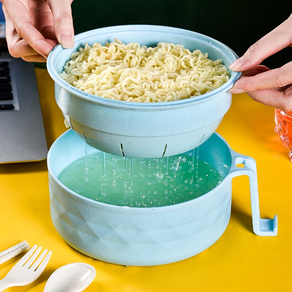 Microwave Ramen Cooker Bowl Set Instant Noodle Bowls With Chopsticks/Spoon/Fork Japanese Students Food Container Tableware