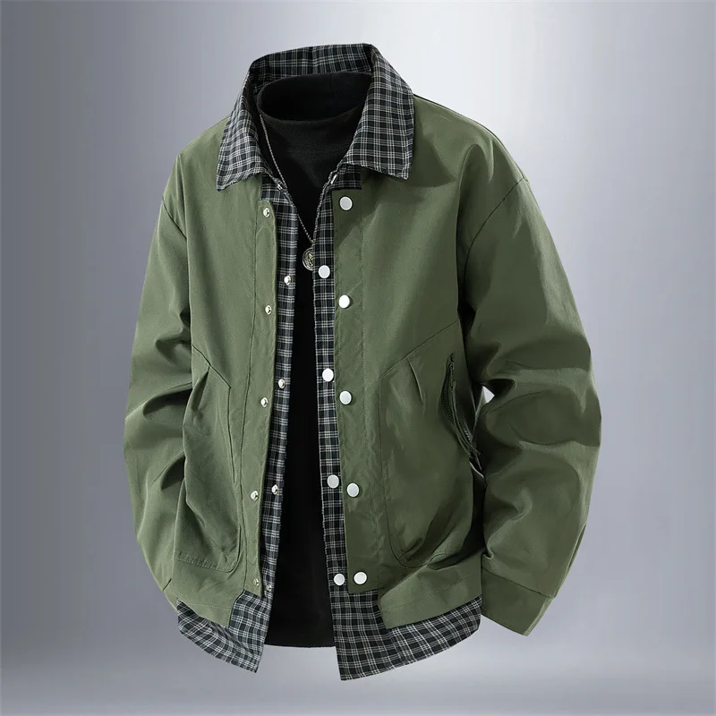 Men's Retro Faux Leather Two-Piece Jacket Loose Comfortable Fit Spring Autumn 2025 Fashion Trend