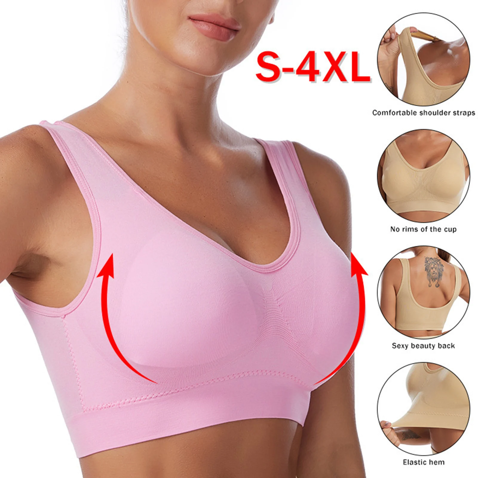 Casual Oversized Sports Bras for Women Back Exercise Chest Gathered with Chest Pad Yoga Bra Vest Camis Tanks Tops