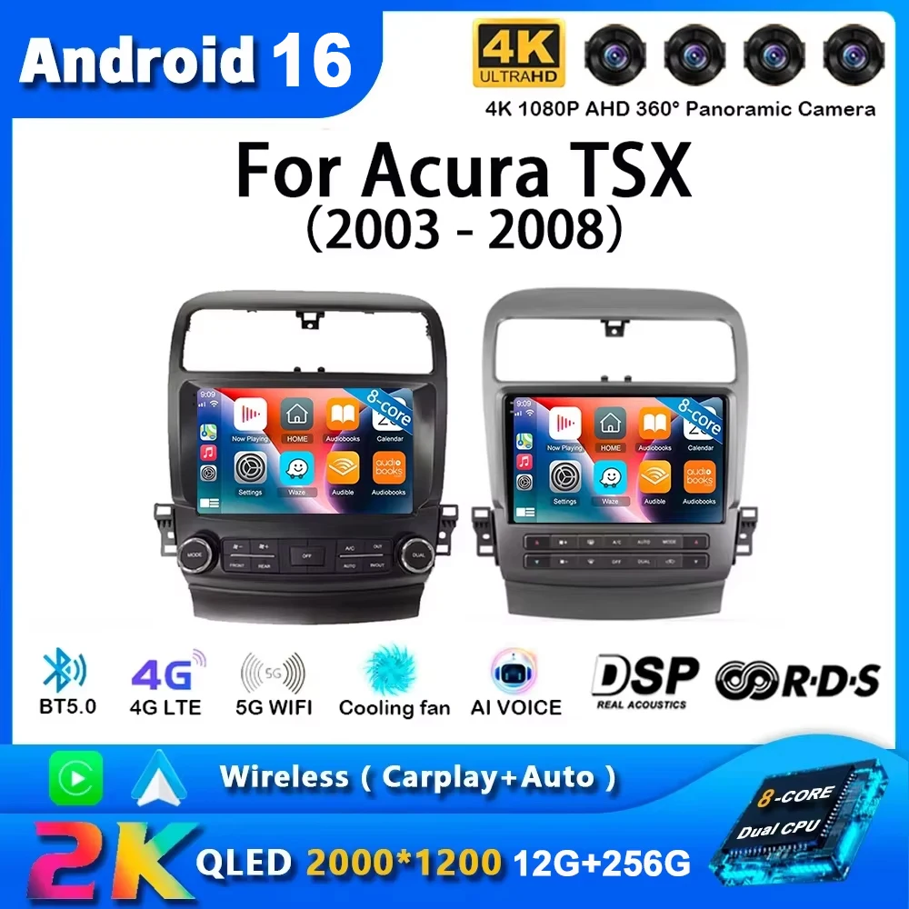 Auto-Android 16 für Acura TSX 2003 - 2008 für Honda Inspire 4 2003 - 2007 Radio-Player Android Auto 5G Wifi Carplay Kein 2din DVD