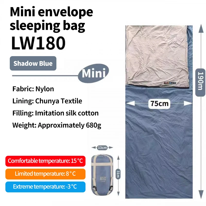 Outdoor Camping Ultralichte compacte slaapzak voor volwassenen Reizen Wasbaar donskatoen Isolatie Vuilafstotend Draagbaar Waterdicht