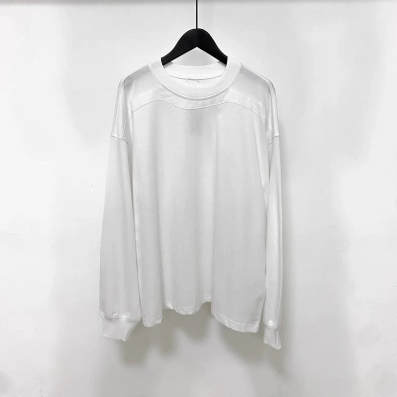 RO Style Deconstructed Rick Patchwork Solid-Color Loose-Fit Casual Minimalist Versatile Long-Sleeve