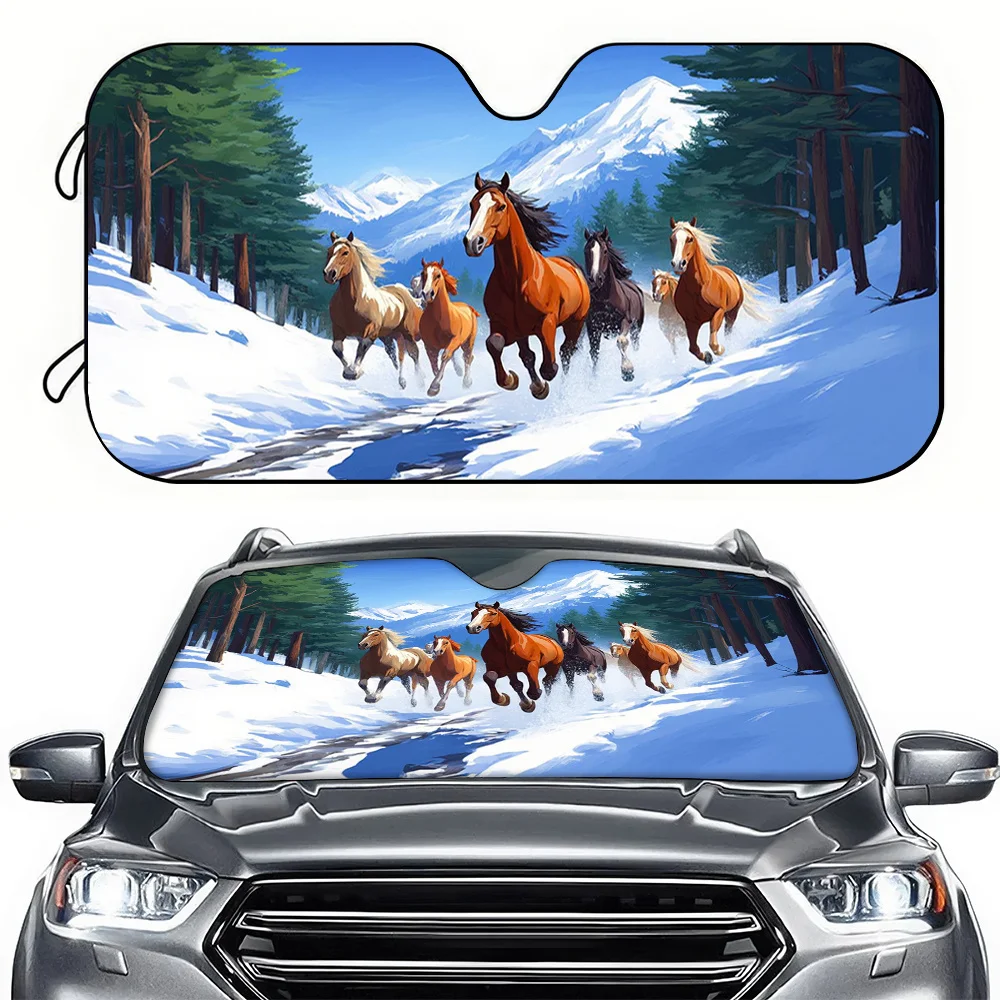 A Car Sunshade, Designed For The Qunma Xueye Pentium Model, Featuring High-Definition Printed Patterns. This Front Windshield Su