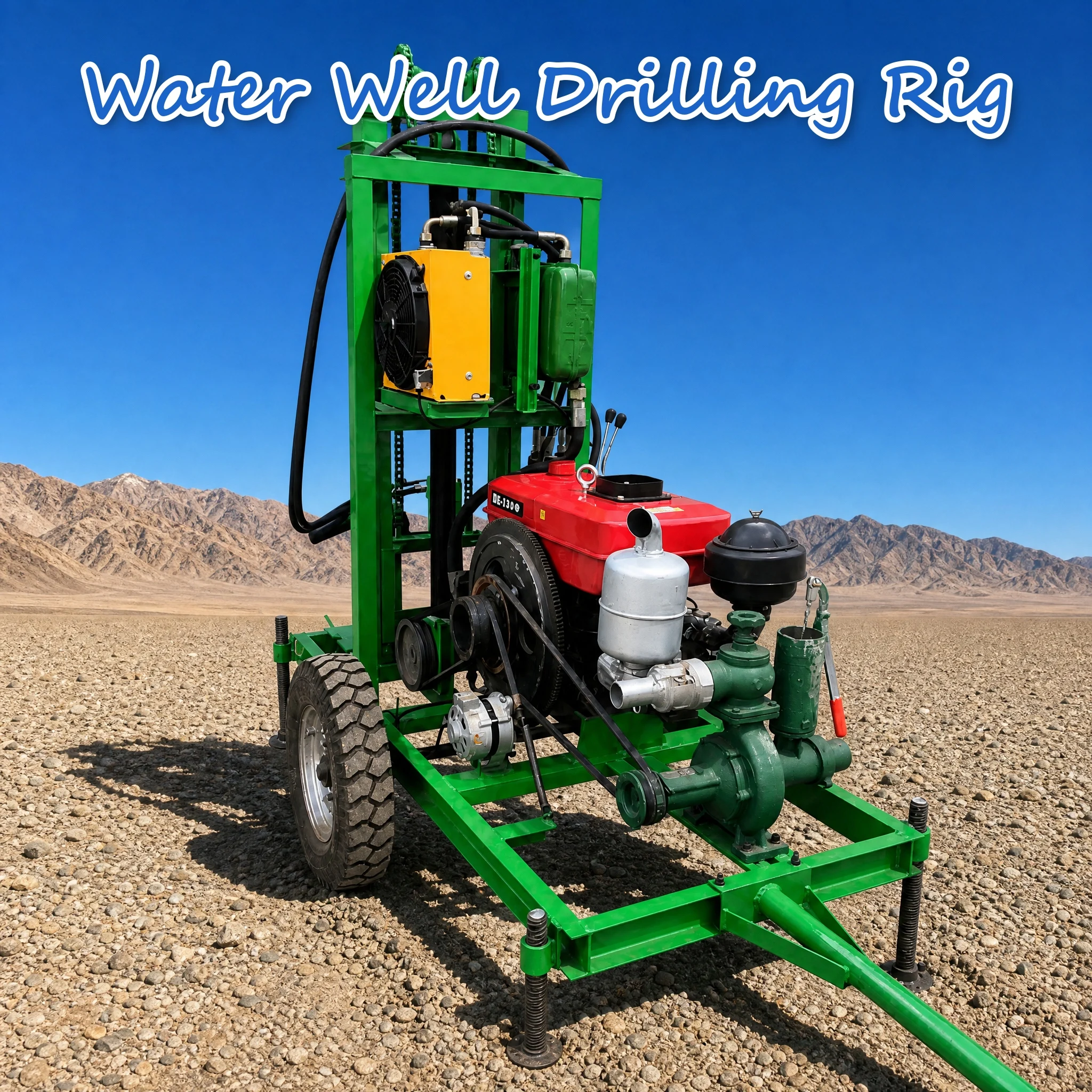 Customized Well Drilling Rig 22HP to 35HP Class Diesel Motor Driven Hydraulic Drive Tire Mounted Compact Quick Drilling Speed