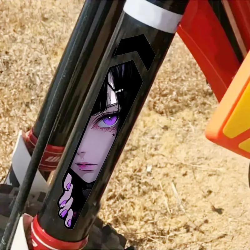 1Pair Peeking Anime Girl JDM Waterproof Motorcycle Stickers Vinyl Decals For Motorbike Front Fork Suspension Decor Accessories view 5