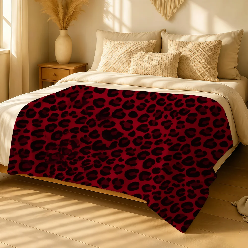 Art Preppy Leopard Print Blanket Warm Soft Suitable For Bedroom Sofa Bed Living Room Office Travel Camping Gifts