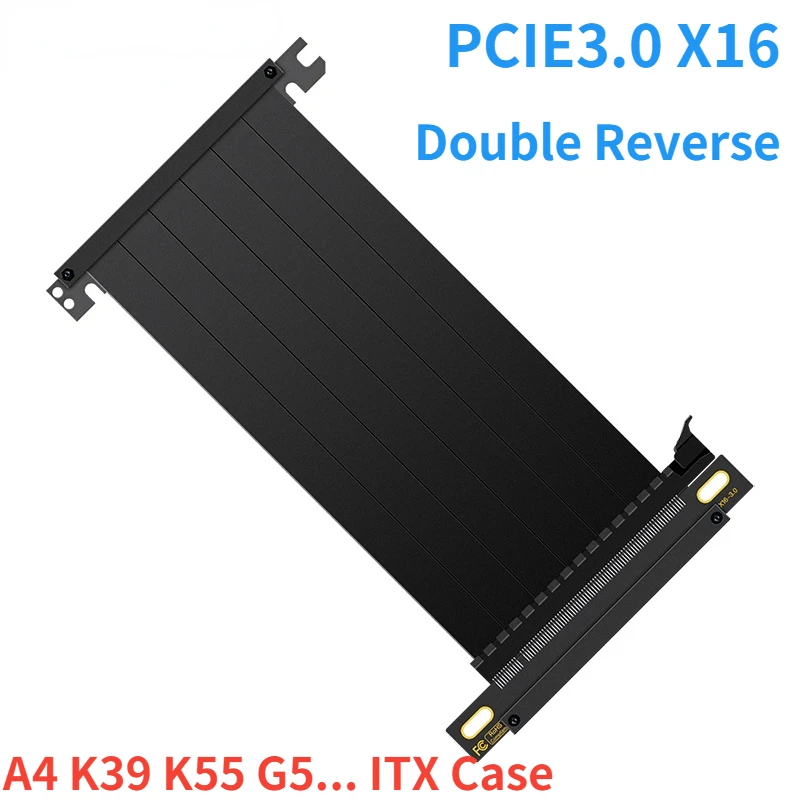 ITX Double Reverse PCI-E 3.0 X16 Riser Cable Full Speed Shielded Stable Extension Cable Gen3.0 Speed For A4 K39 K55 G5 Mini Case