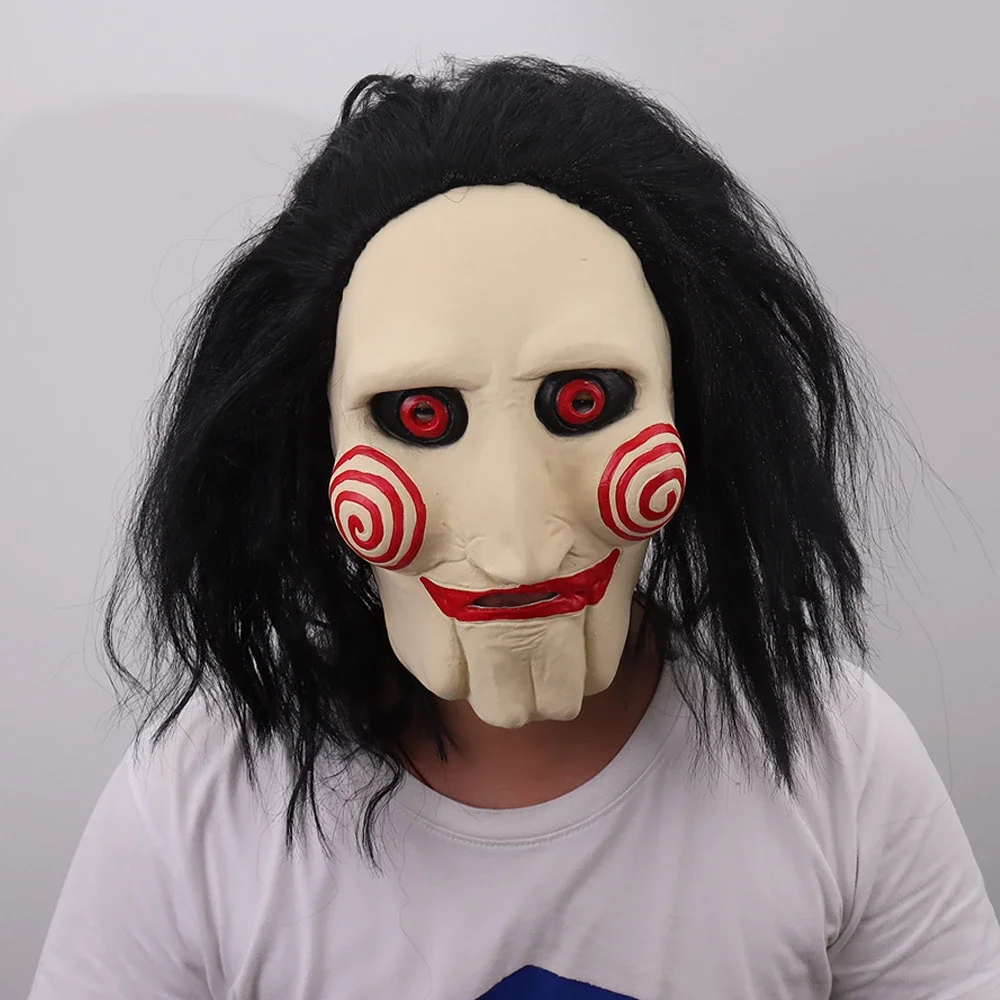 

Horror Clown Puppet Latex Mask Evil Face High lighting Mask Halloween Wig Role Playing Cosplay Prop