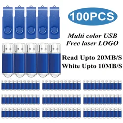 100PCS/lot Colour USB Flash Drive wholesale 2.0 1G 2G 4G 8G 16GB Memory Stick Pendrive 32GB 64GB USB Stick Flash Disk Free laser