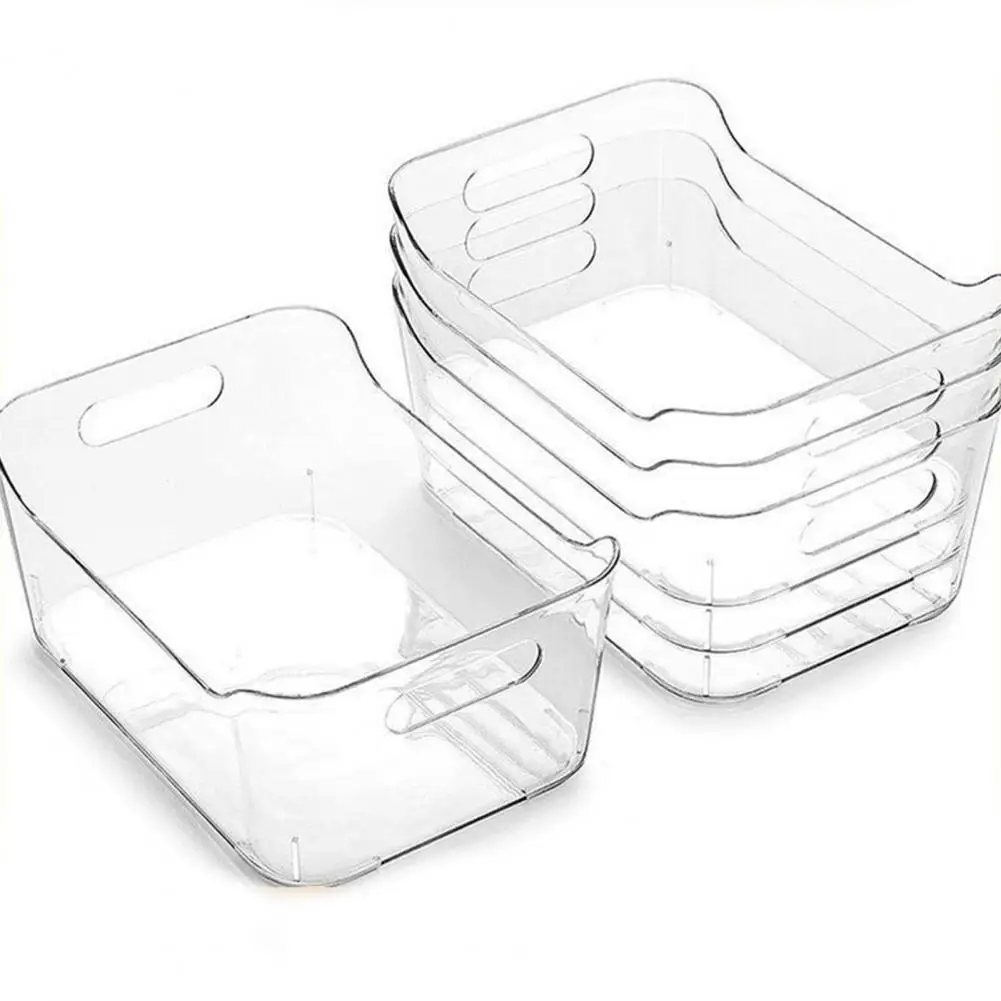 Laundry Room Storage Bins Plastic Storage Bins 4pcs Plastic Storage Bins with Handles Heavy-duty Stackable Kitchen Organizer