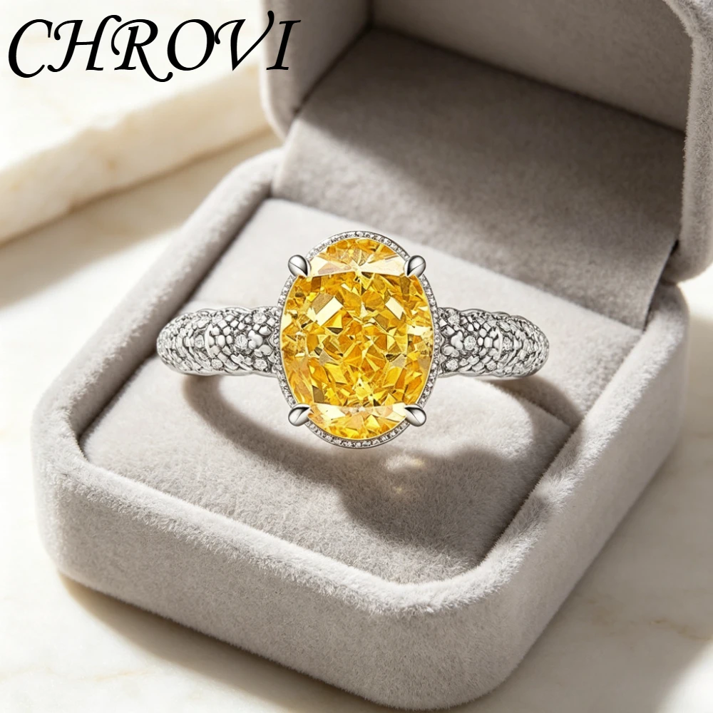 Luxurious 925 Sterling Silver Gemstone Ice Flower Ring for Women - Ultra-Shiny High-Carat Diamond Oval-Shaped Finger Ring