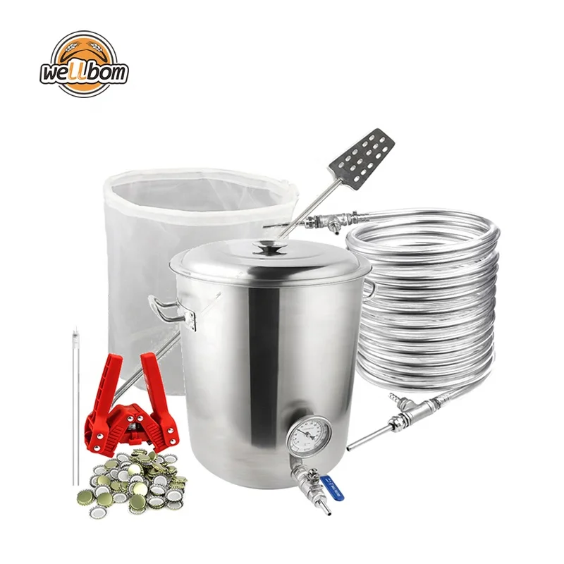 New HomeBrewing Beer Starter Kit Counterflow Wort Chiller & 40L Brew Kettle/Pot &  Stirrer & Bottle Filler