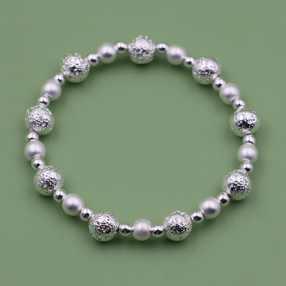 Stein Hämatit gepflastert Bling Iced Out Perlen versilbert vulkanische Lava Perlen Armband für Männer Frauen Unisex Rapper Schmuck Geschenk
