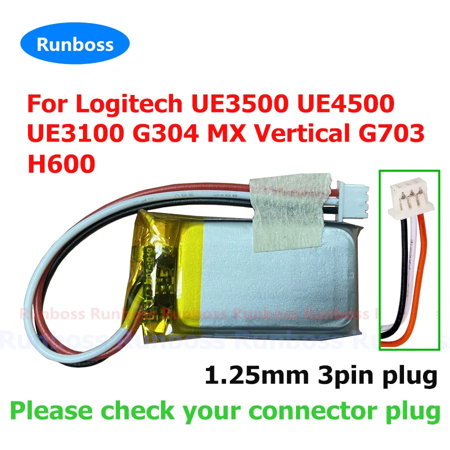 Wireless Headset Battery AHB521630 240mAh 3.7V For Logitech UE3500 UE4500 UE3100 H600 G304 MX Vertical G703 Lightspeed