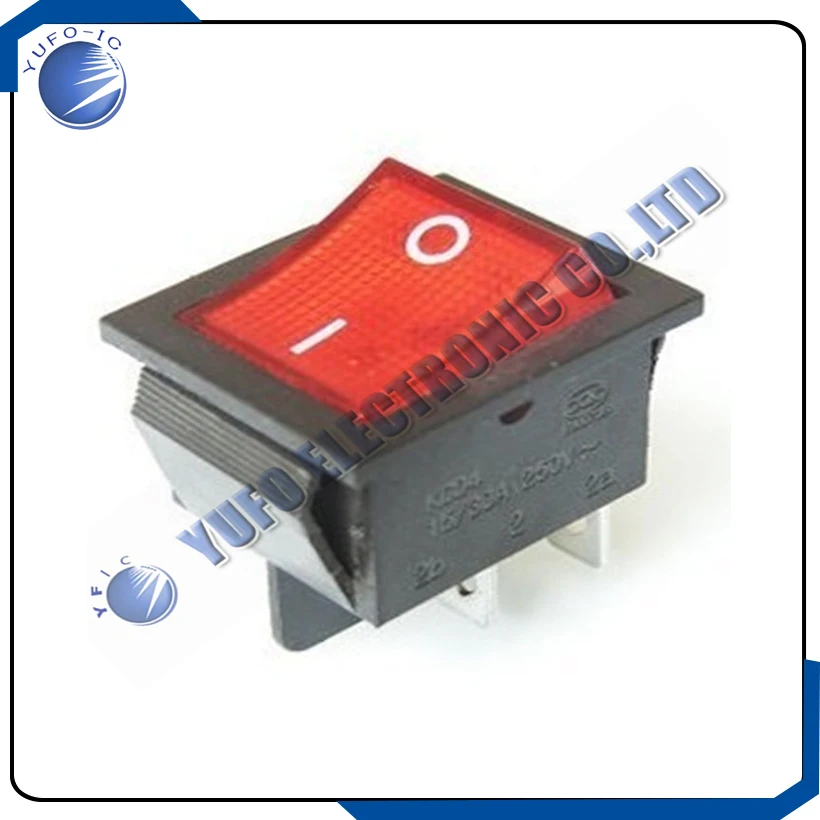 Free Shipping 10PCS Red Light On/off Rocker Switch 250V 15 AMP 125/20A