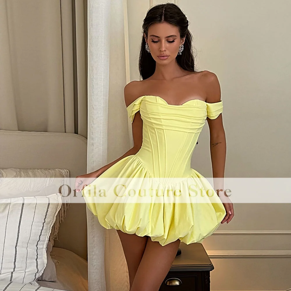 Sexy Yellow Coktail Dresses 2026 Spaghetti Straps Mini Birthday Outfits Women Short Prom Gowns Vestidos Para Mujer Customized