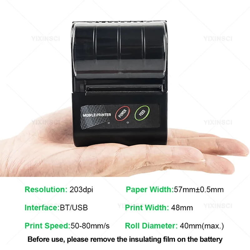 Mini 58mm Thermal Portable Printer Receipt Ticket Thermal Printer Mobile Pocket Wireless Bluetooth Bill Phone Android PC Printer