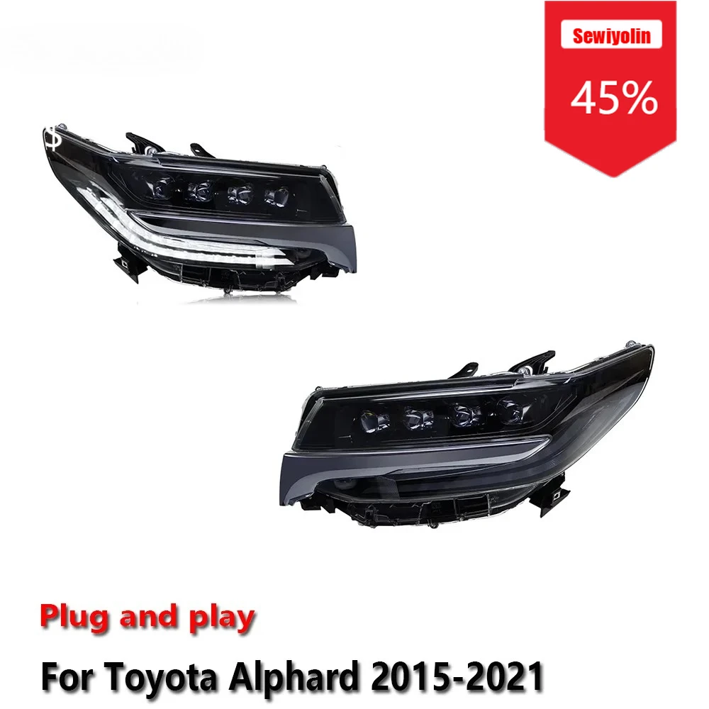 

Sewiyolin Car LED Headlight Assemblies For Toyota Alphard 2015-2021 Fog DRL Brake Turn Signal Lamp Plug and Play