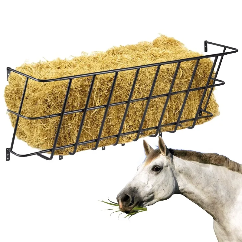 

Black Stainless Steel Tube Spliced Cattle Horse Sheep hay Feeder Wall Hanging Animal Grass Feeding Trough