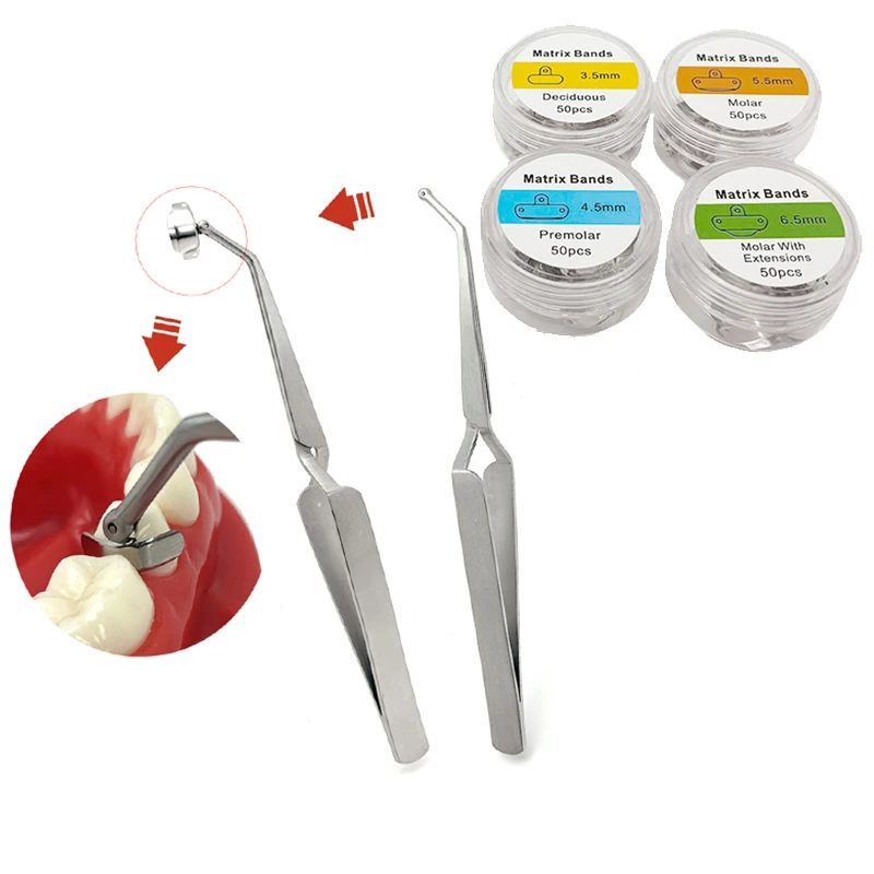 

Держатель стоматологической матрицы Зажимные матрицы Пинцет и ленты для матрицы для идеального восстановления зубов, стоматологические инструменты Стоматолог