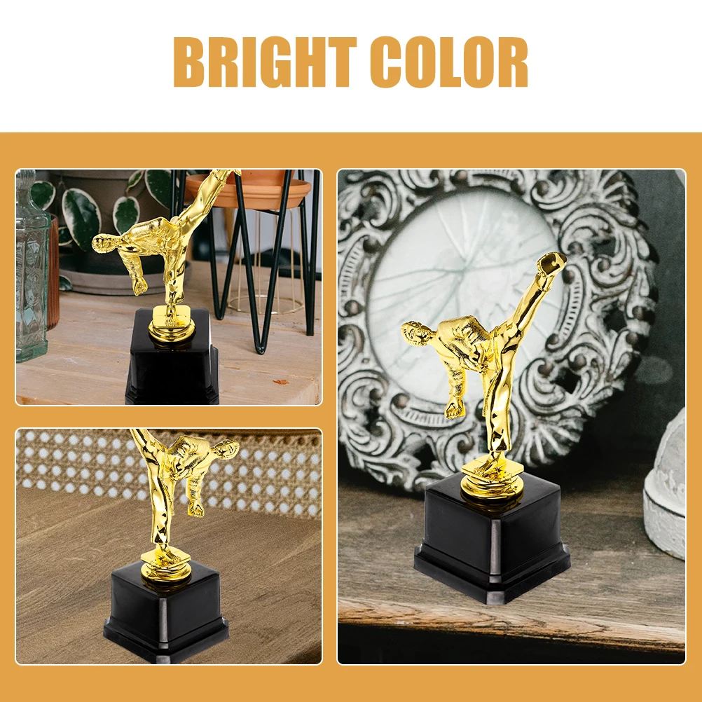 

2Pcs Golden Trophy Award Prize for Kindergarten School Party Competition Ceremony Plastic Martial Arts Taekwondo Craft Decor