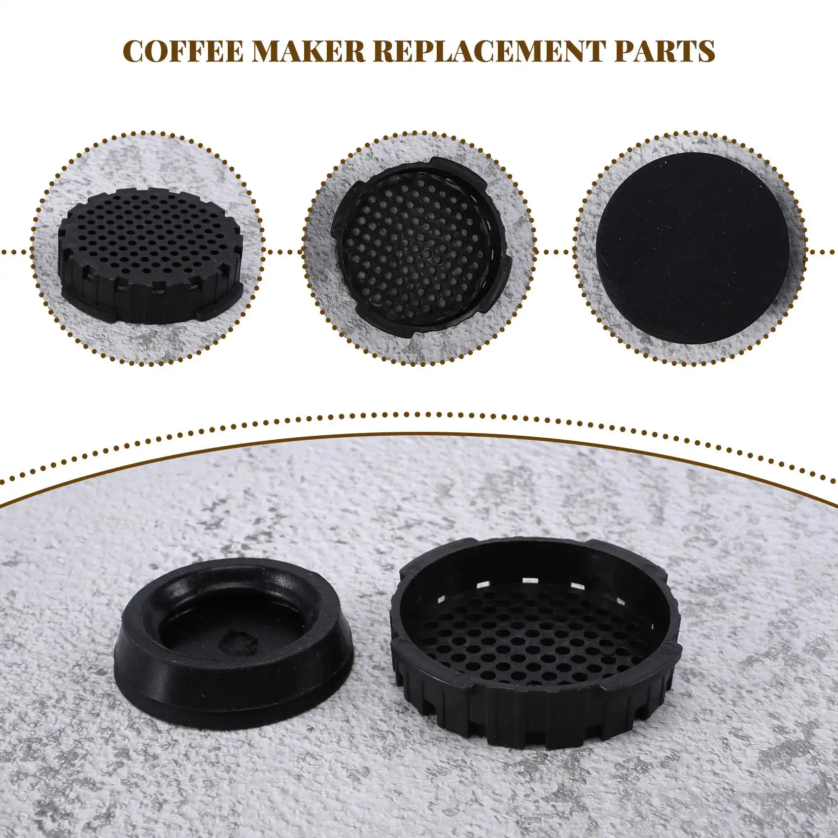 A68P-Coffee Filter Paper Cap & Plunger End Gasket Seal Replacement Parts Sets Fit For Aeropress Coffee And Espresso Maker
