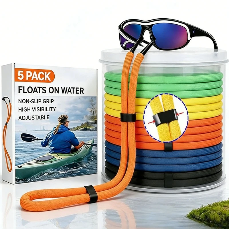 5個入り-ユニバーサルフローティンググラスリテーナーストラップ-ウォータースポーツ-アウトドアアクティビティ用-滑り止めサングラスコード-リーディングゴーグル用