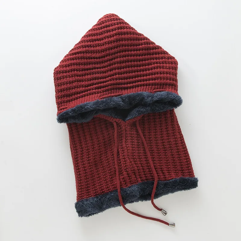 Knitted Warm Men and Women Pullover Hat Scarf Striped Fashion One-piece Padded Thickened Cycling Ear Protection Cap