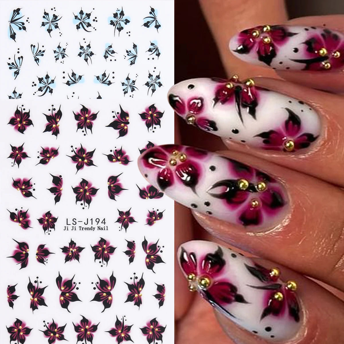 Spring/Summer Floral Nail Stickers: DIY Hibiscus Flower Nail Art - Elegant and Stylish Style, Sliding Nail Art Decorations